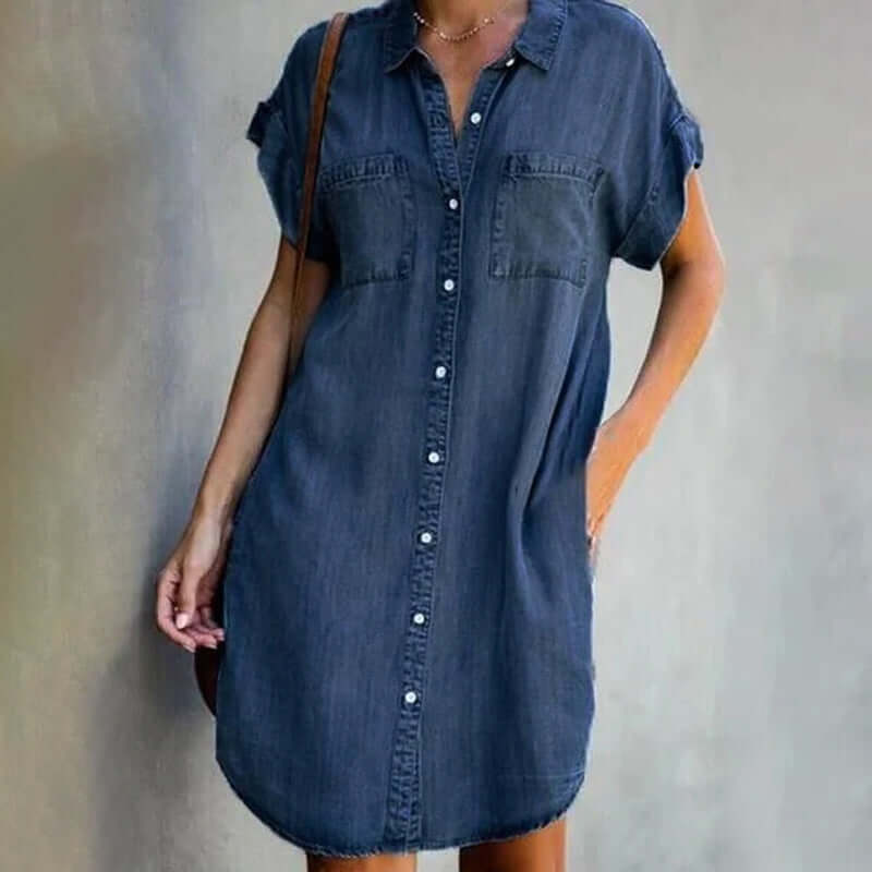 ANGELINE™ - ELEGANT DENIM DRESS WITH TUMMY COVERAGE