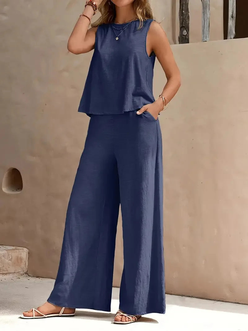 Cassie - Two-Piece Wide Leg Pants Set