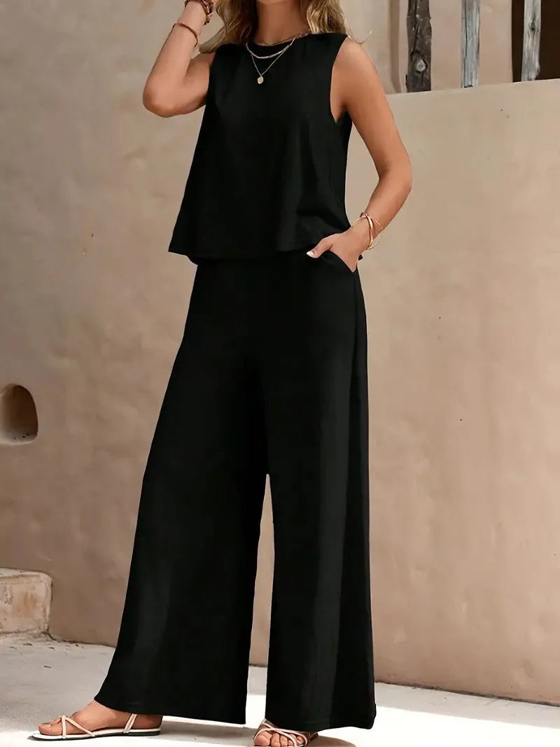 Cassie - Two-Piece Wide Leg Pants Set