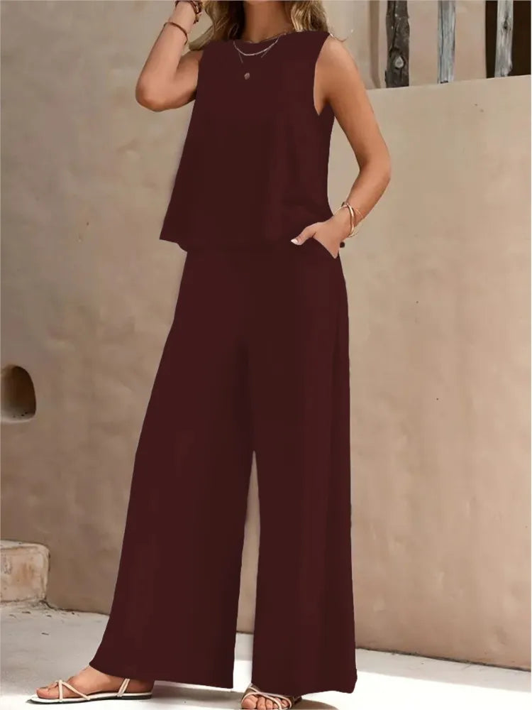 Cassie - Two-Piece Wide Leg Pants Set