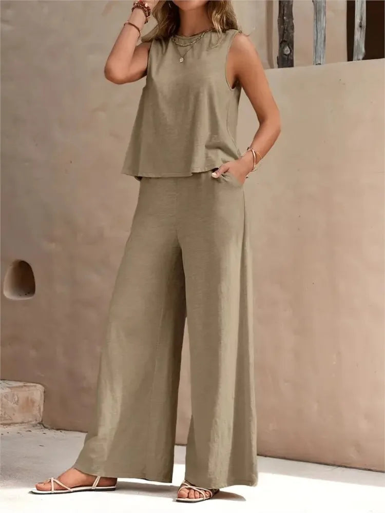 Cassie - Two-Piece Wide Leg Pants Set