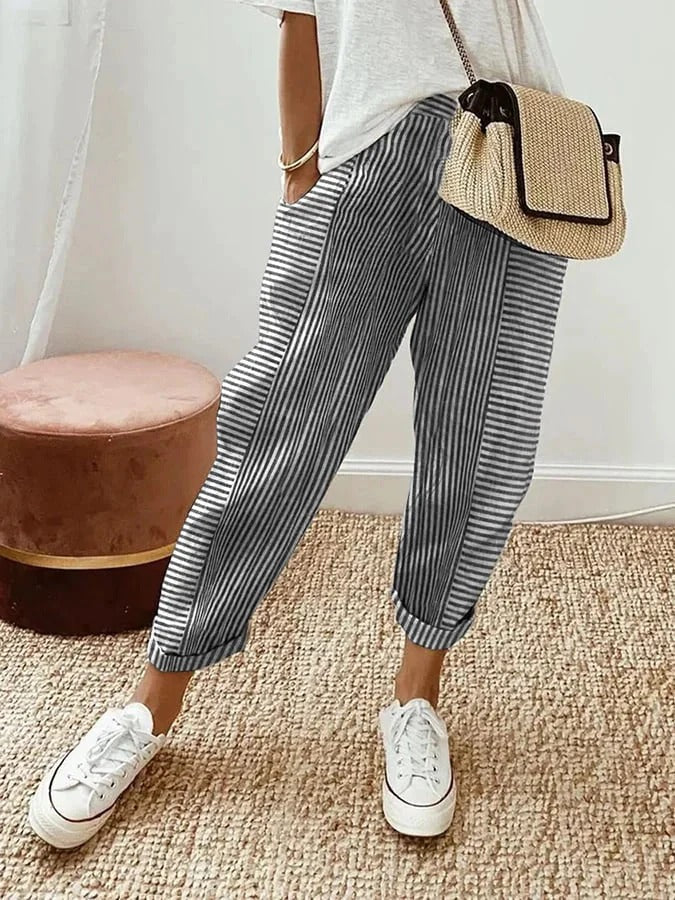 Grace - Striped Cotton Pants